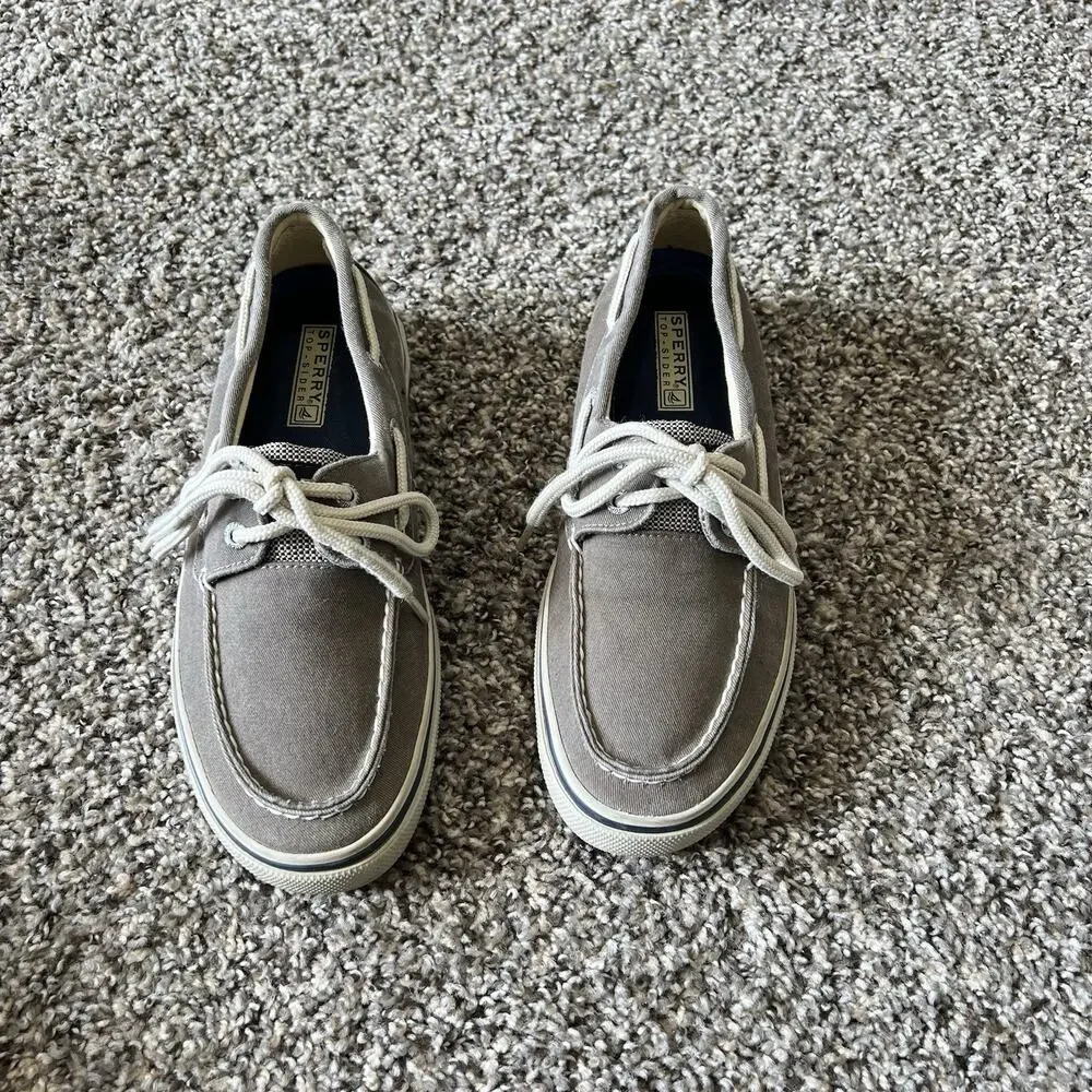 Sperry Mens Halyard 2-Eye Gray Canvas Boat Shoe Size US 7.5 M Gray